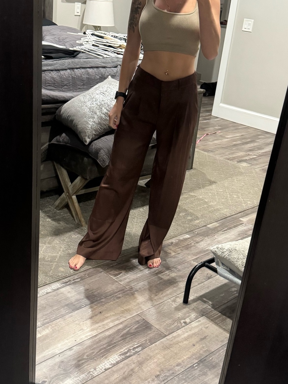 White House Black Market Brown Wide-Leg Trousers